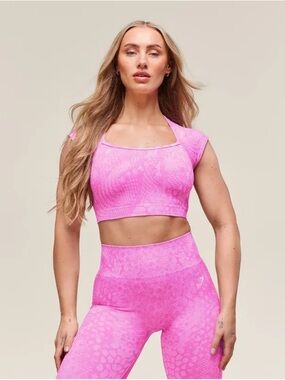 Hot Pink Cropped Active Top and Leggings Set